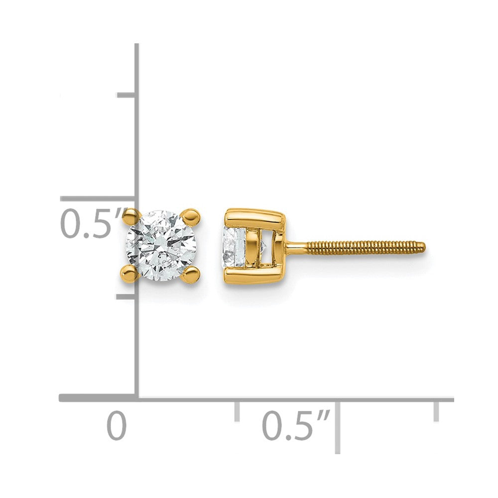 14k 5/8 carat Certified Lab Grown Diamond VS+ F+ Round Complete Four Prong Screwback Heavyweight Stud Earrings