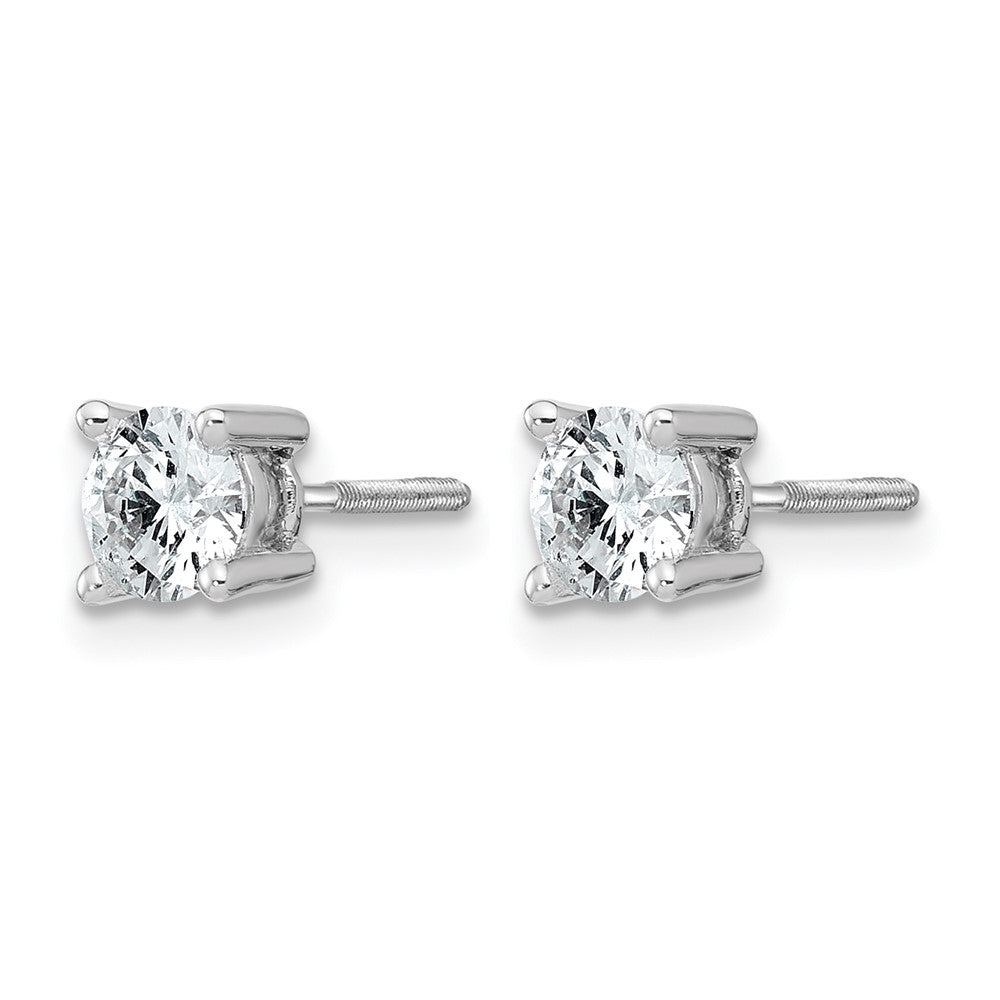 14k White Gold 3/4 carat Certified Lab Grown Diamond VS+ F+ Round Complete Four Prong Screwback Heavyweight Stud Earrings