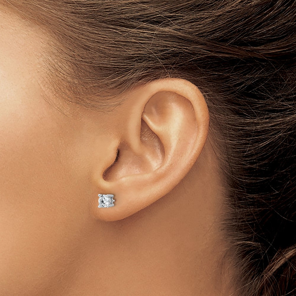 14k White Gold 3/4 carat Certified Lab Grown Diamond VS+ F+ Round Complete Four Prong Screwback Heavyweight Stud Earrings