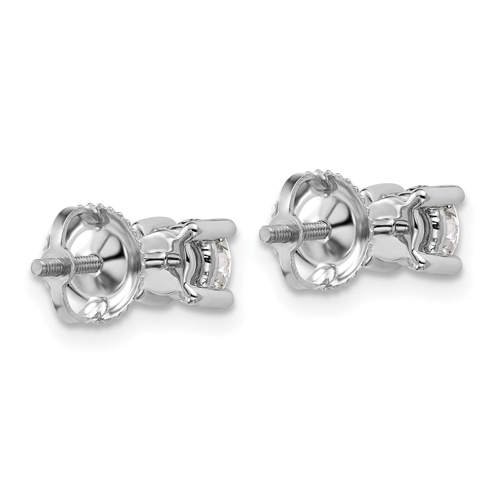 14k White Gold 3/4 carat Certified Lab Grown Diamond VS+ F+ Round Complete Four Prong Screwback Heavyweight Stud Earrings