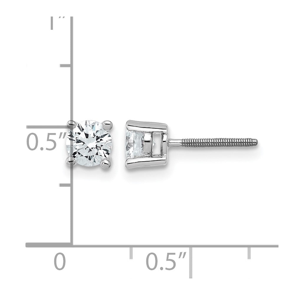 14k White Gold 3/4 carat Lab Grown Diamond VS+ F+ Round Complete Four Prong Screwback Heavyweight Stud Earrings
