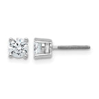 14k White Gold 3/4 carat Certified Lab Grown Diamond VS/SI+ G+ Round Complete Four Prong Screwback Heavyweight Stud Earrings