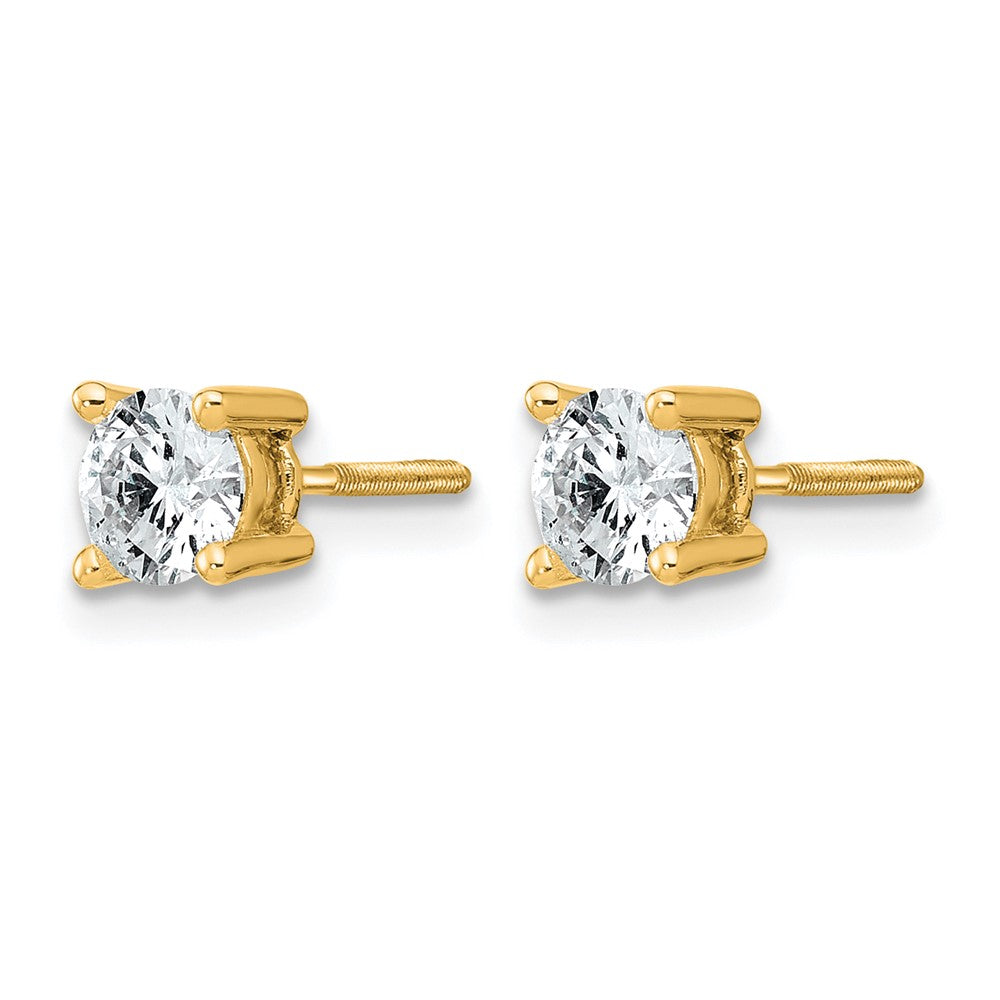 14k 3/4 carat Certified Lab Grown Diamond VS+ F+ Round Complete Four Prong Screwback Heavyweight Stud Earrings