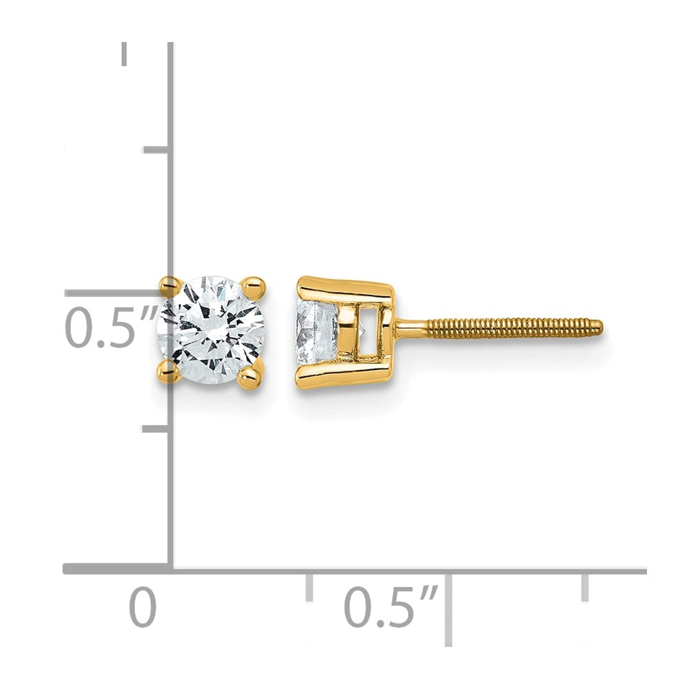 14k 3/4 carat Lab Grown Diamond VS+ F+ Round Complete Four Prong Screwback Heavyweight Stud Earrings