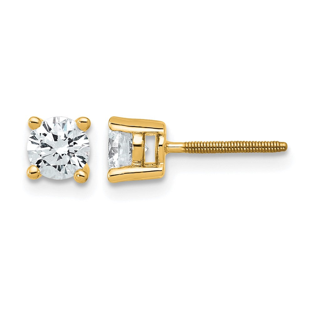 14k 3/4 carat Certified Lab Grown Diamond VS/SI+ G+ Round Complete Four Prong Screwback Heavyweight Stud Earrings