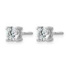 14k White Gold 1 carat Lab Grown Diamond VS+ F+ Round Complete Four Prong Screwback Heavyweight Stud Earrings