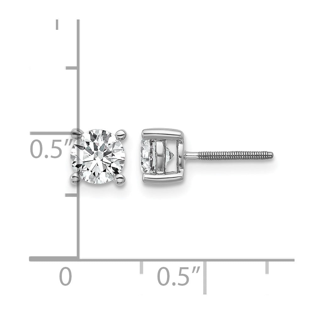 14k White Gold 1 carat Certified Lab Grown Diamond VS+ F+ Round Complete Four Prong Screwback Heavyweight Stud Earrings