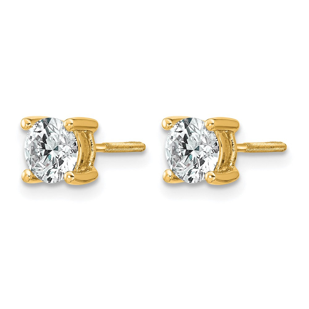 14k 1 carat Certified Lab Grown Diamond VS/SI+ G+ Round Complete Four Prong Screwback Heavyweight Stud Earrings