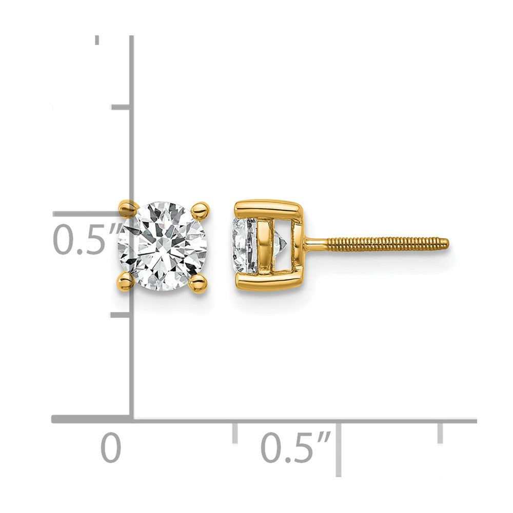 14k 1 carat Lab Grown Diamond VS/SI+ G+ Round Complete Four Prong Screwback Heavyweight Stud Earrings