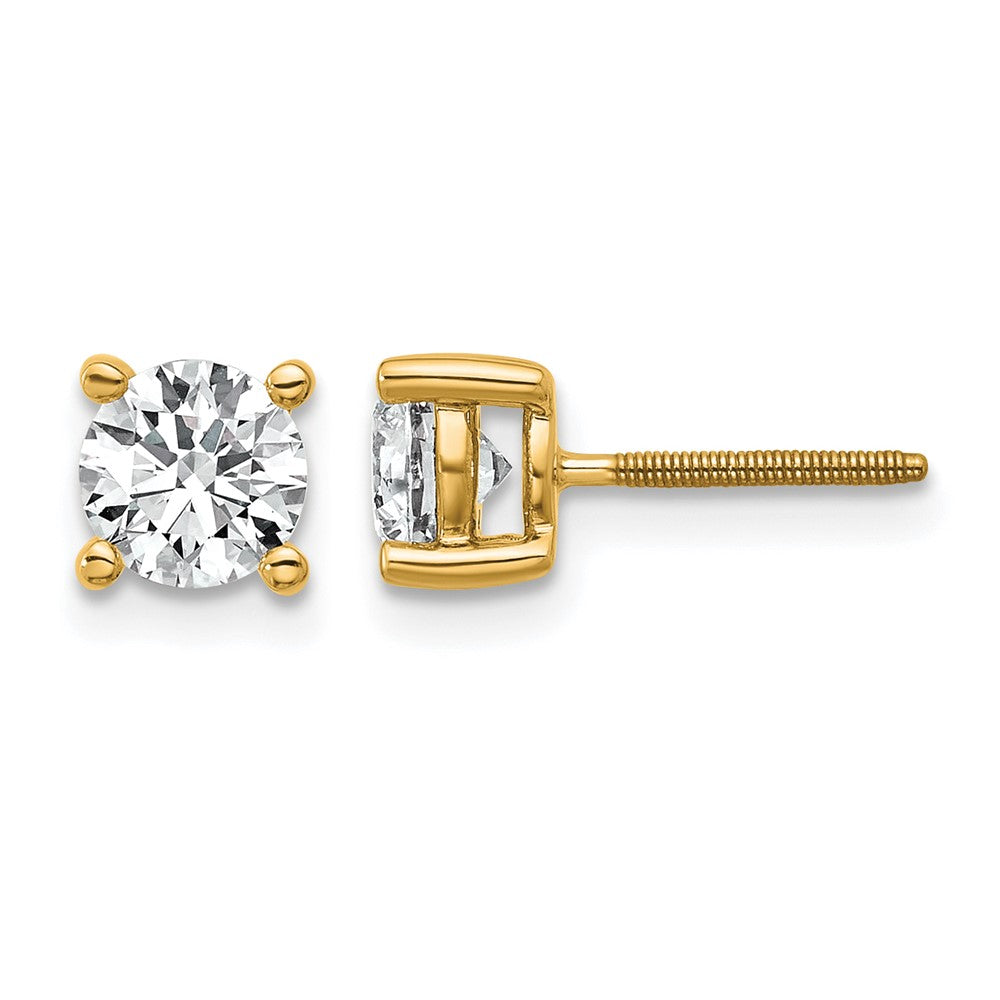 14k 1 carat Certified Lab Grown Diamond VS+ F+ Round Complete Four Prong Screwback Heavyweight Stud Earrings