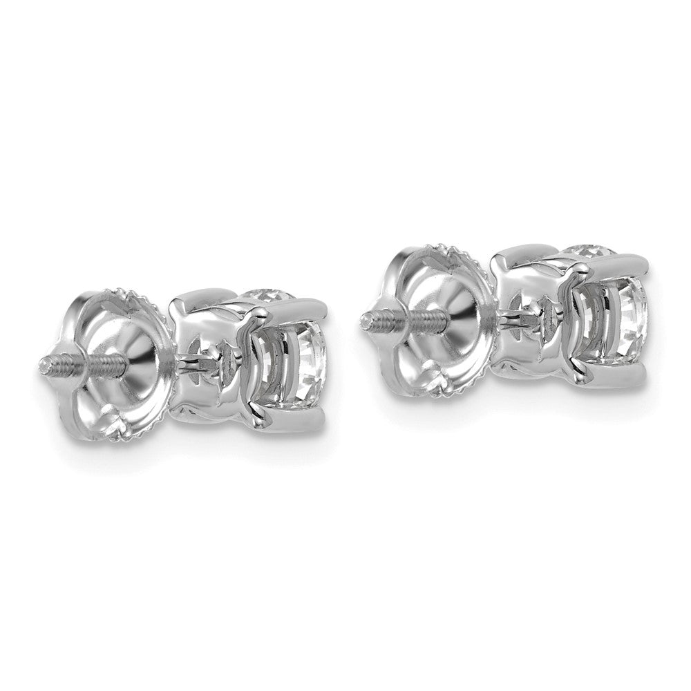 14k White Gold 1 1/2 carat Lab Grown Diamond VS/SI+ G+ Round Complete Four Prong Screwback Heavyweight Stud Earrings