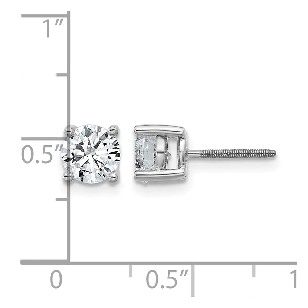 14k White Gold 1 1/2 carat Lab Grown Diamond VS/SI+ G+ Round Complete Four Prong Screwback Heavyweight Stud Earrings