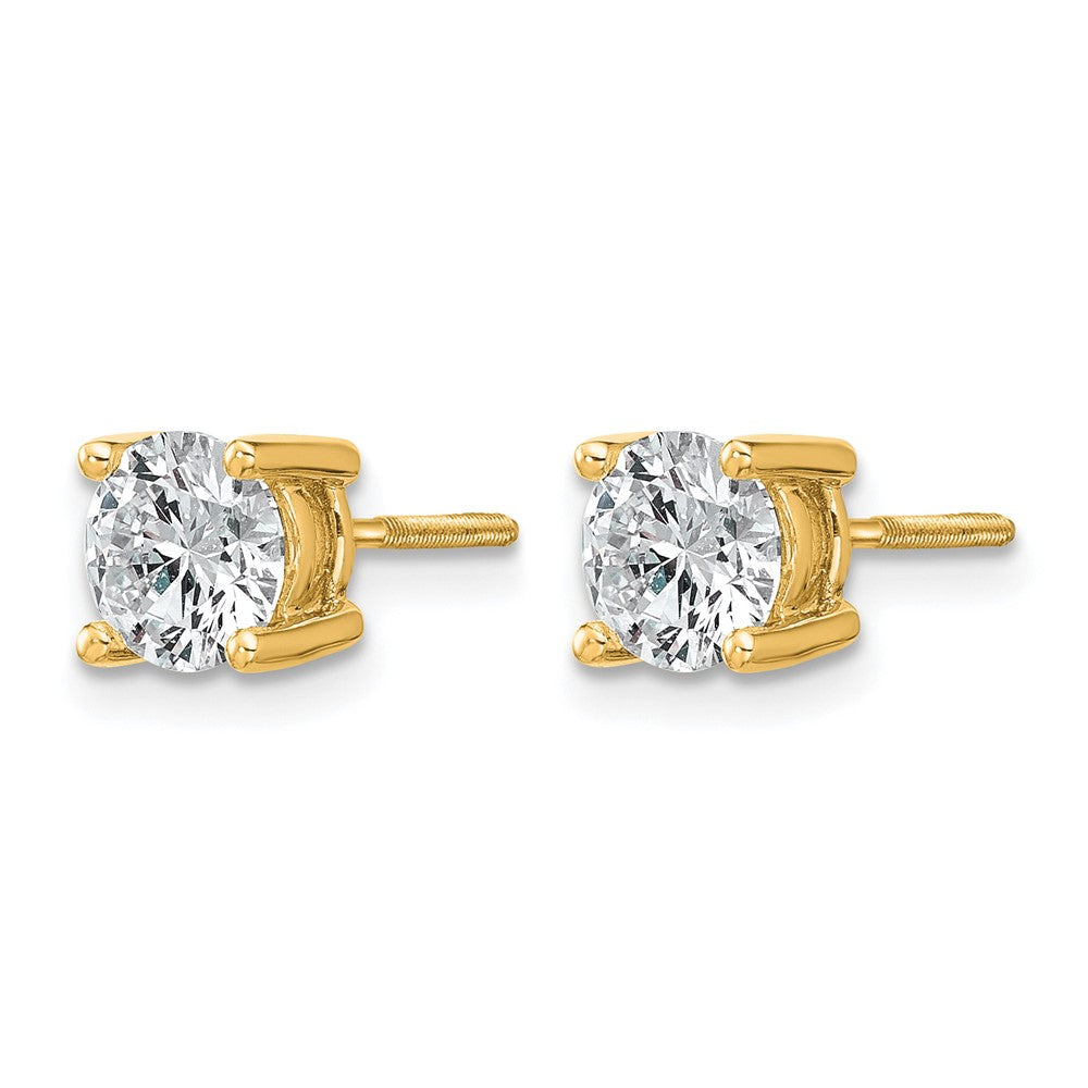 14k 1 1/2 carat Certified Lab Grown Diamond VS/SI+ G+ Round Complete Four Prong Screwback Heavyweight Stud Earrings