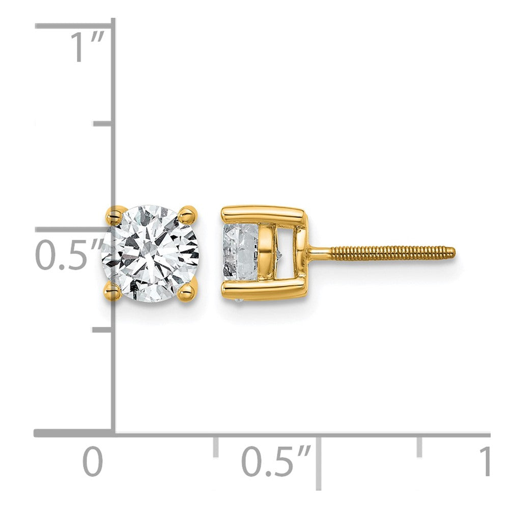 14k 1 1/2 carat Lab Grown Diamond VS/SI+ G+ Round Complete Four Prong Screwback Heavyweight Stud Earrings