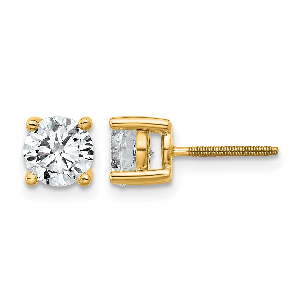 14k 1 1/2 carat Lab Grown Diamond VS/SI+ G+ Round Complete Four Prong Screwback Heavyweight Stud Earrings