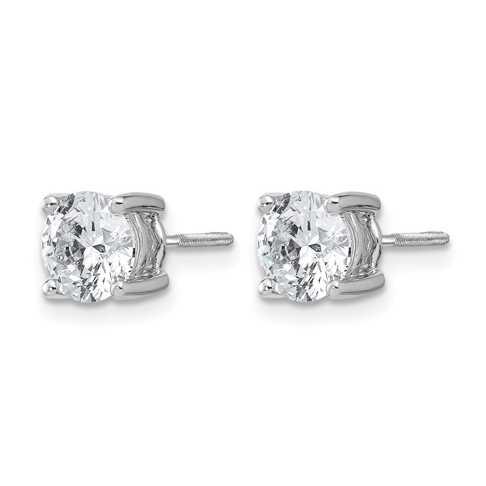 14k White Gold 2 carat Certified Lab Grown Diamond VS/SI+ G+ Round Complete Four Prong Screwback Heavyweight Stud Earrings