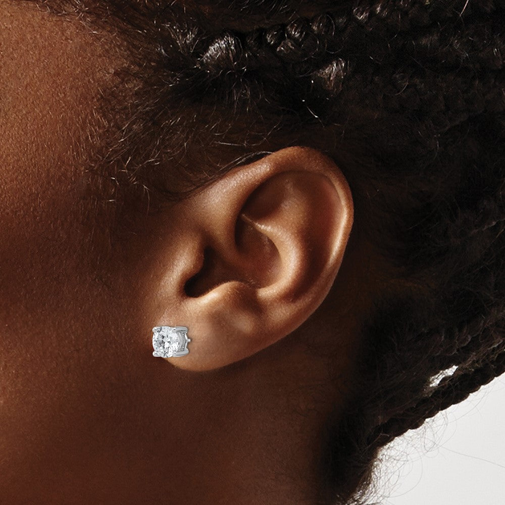14k White Gold 2 carat Certified Lab Grown Diamond VS/SI+ G+ Round Complete Four Prong Screwback Heavyweight Stud Earrings
