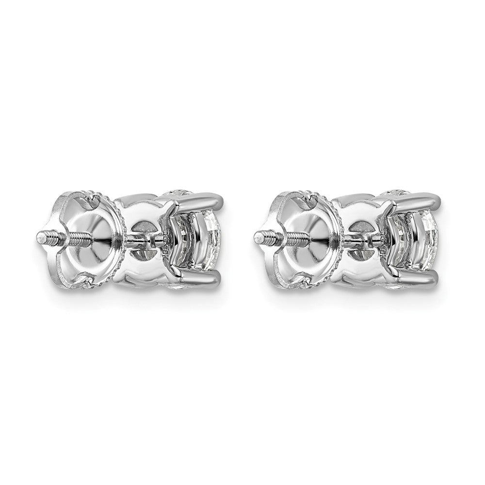 14k White Gold 2 carat Certified Lab Grown Diamond VS/SI+ G+ Round Complete Four Prong Screwback Heavyweight Stud Earrings
