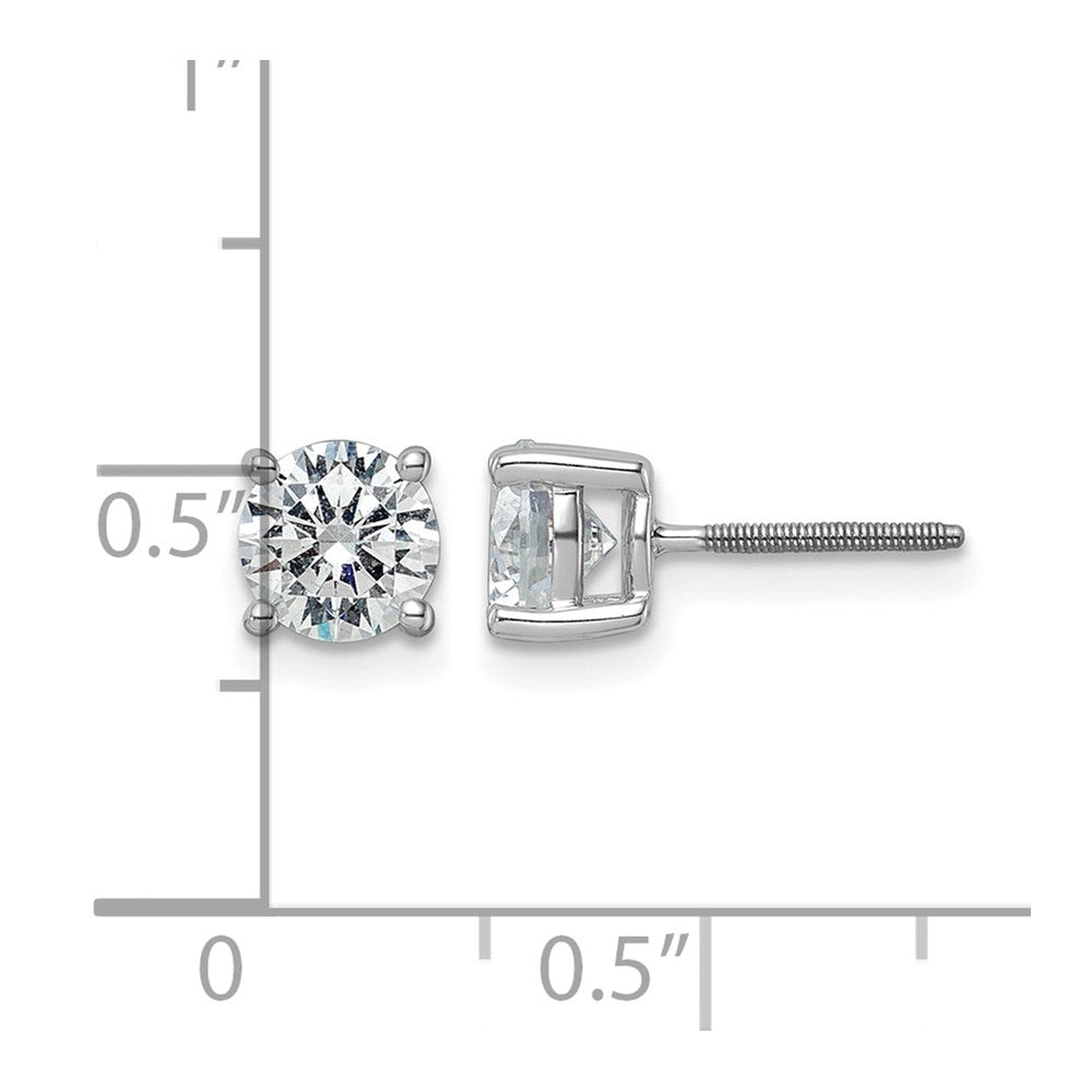 14k White Gold 2 carat Lab Grown Diamond VS/SI+ G+ Round Complete Four Prong Screwback Heavyweight Stud Earrings
