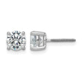14k White Gold 2 carat Certified Lab Grown Diamond VS/SI+ G+ Round Complete Four Prong Screwback Heavyweight Stud Earrings