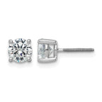 14k White Gold 2 carat Certified Lab Grown Diamond VS/SI+ G+ Round Complete Four Prong Screwback Heavyweight Stud Earrings