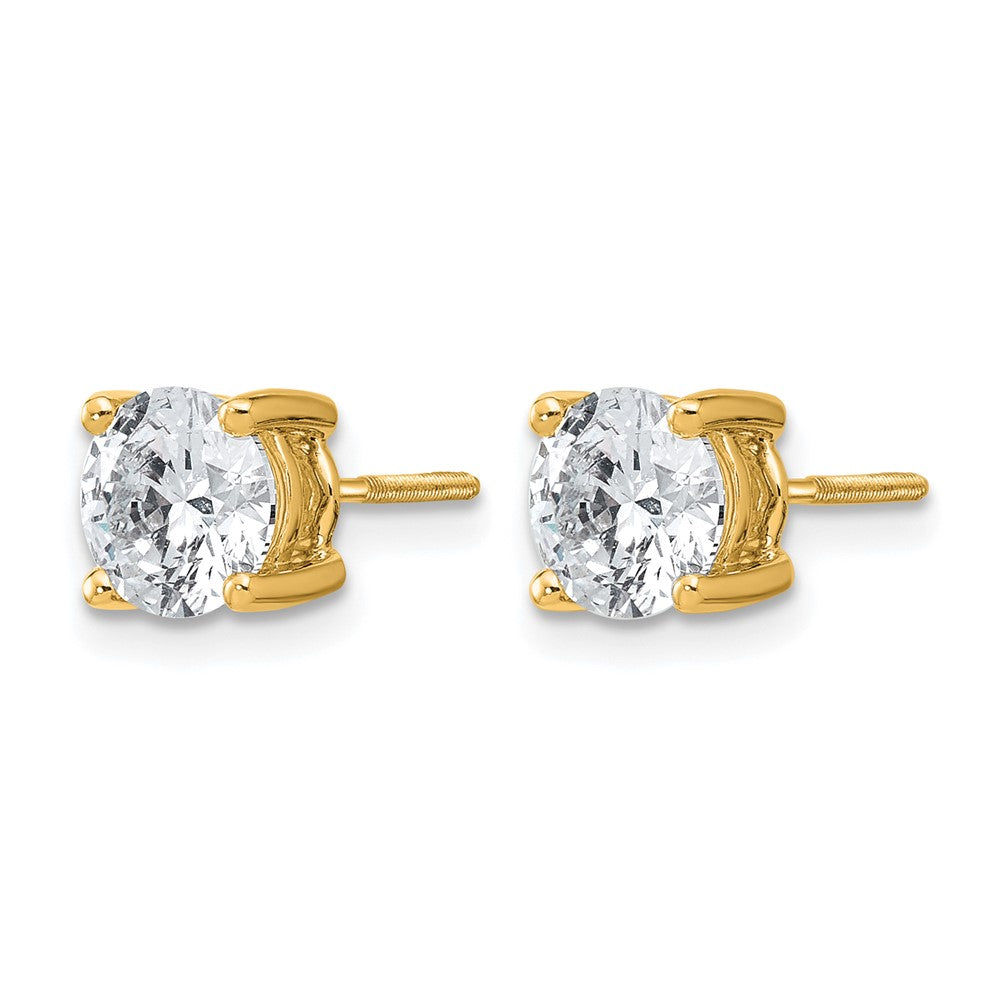 14k 2 carat Lab Grown Diamond VS/SI+ G+ Round Complete Four Prong Screwback Heavyweight Stud Earrings