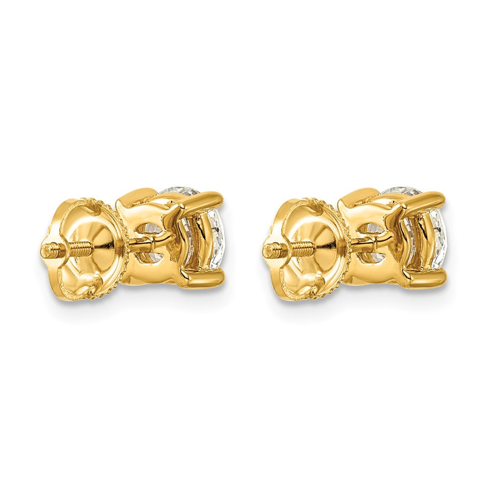 14k 2 carat Certified Lab Grown Diamond VS/SI+ G+ Round Complete Four Prong Screwback Heavyweight Stud Earrings