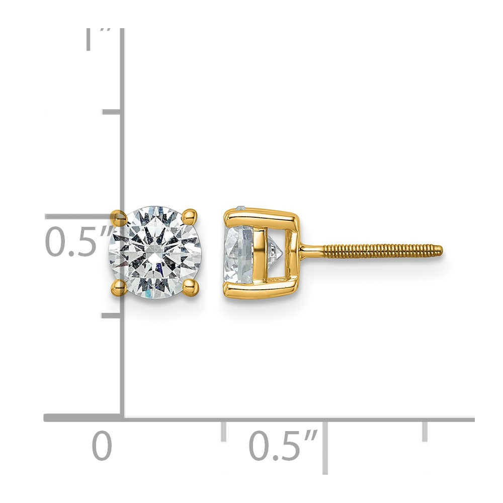 14k 2 carat Lab Grown Diamond VS/SI+ G+ Round Complete Four Prong Screwback Heavyweight Stud Earrings