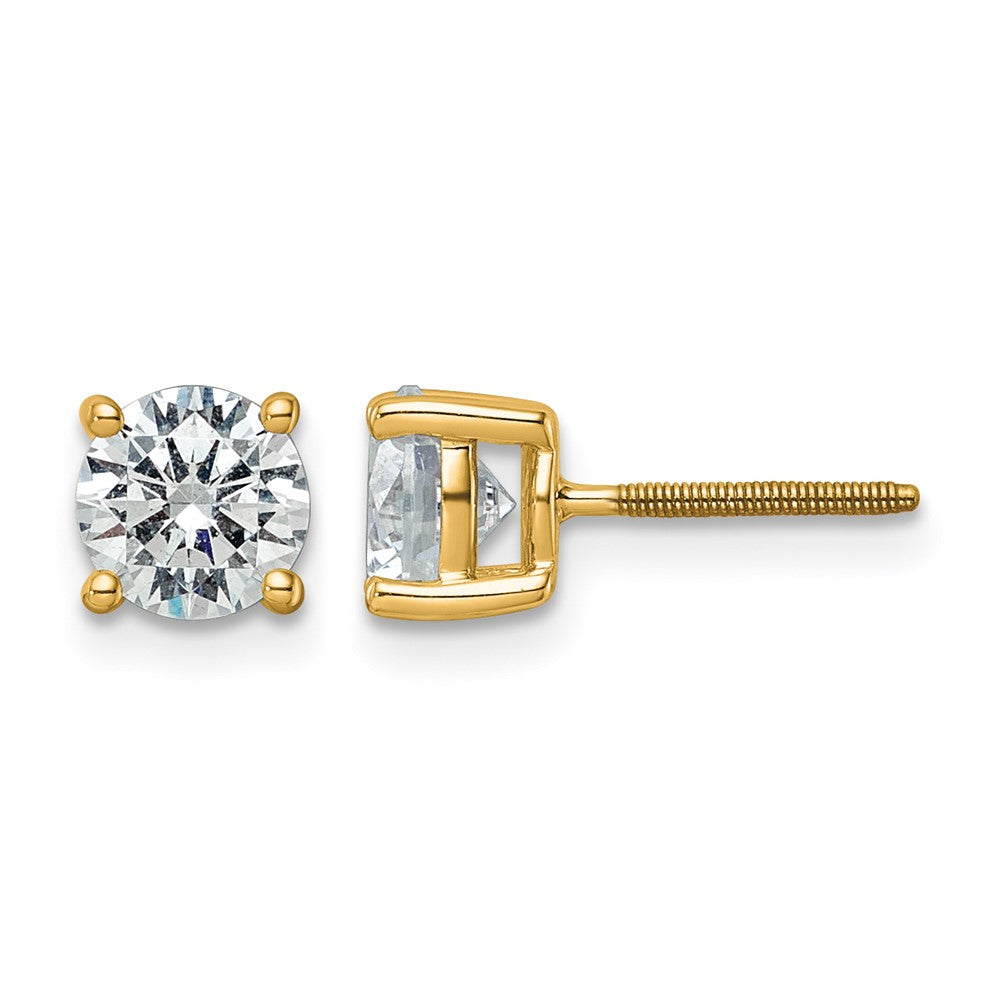 14k 2 carat Certified Lab Grown Diamond VS/SI+ G+ Round Complete Four Prong Screwback Heavyweight Stud Earrings