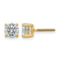 14k 2 carat Certified Lab Grown Diamond VS/SI+ G+ Round Complete Four Prong Screwback Heavyweight Stud Earrings
