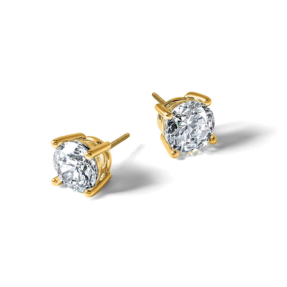 14k 1 carat Certified Lab Grown Diamond VS+ F+ Round Complete Four Prong Screwback Heavyweight Stud Earrings