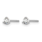 14k White Gold 1/5 carat Certified Lab Grown Diamond VS+ F+ Round Complete Three Prong Stud Earrings