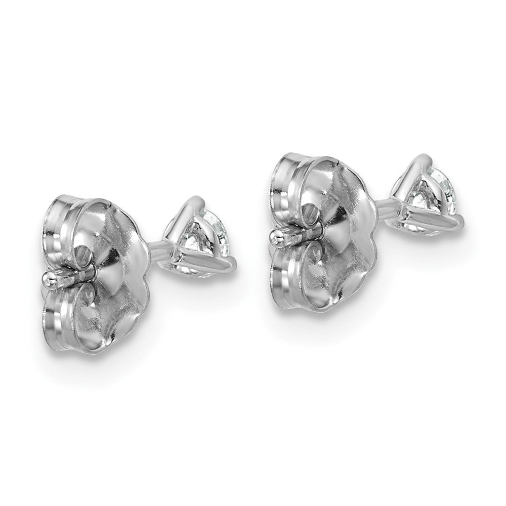 14k White Gold 1/5 carat Lab Grown Diamond VS/SI+ G+ Round Complete Three Prong Stud Earrings