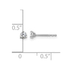 14k White Gold 1/5 carat Lab Grown Diamond VS+ F+ Round Complete Three Prong Stud Earrings