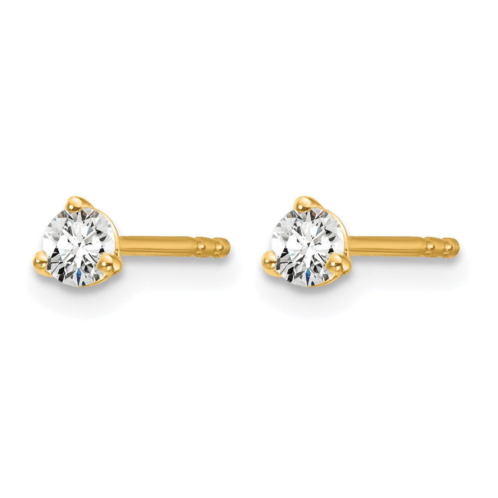 14k 1/5 carat Lab Grown Diamond VS+ F+ Round Complete Three Prong Stud Earrings