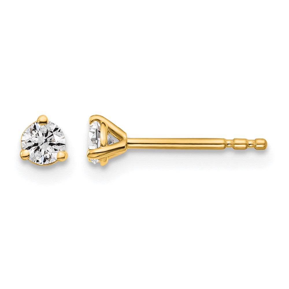 14k 1/5 carat Lab Grown Diamond VS/SI+ G+ Round Complete Three Prong Stud Earrings