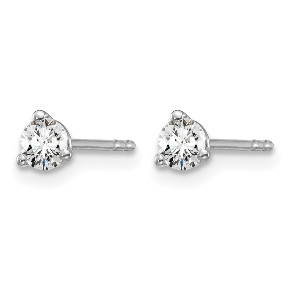 14k White Gold 1/4 carat Certified Lab Grown Diamond VS+ F+ Round Complete Three Prong Stud Earrings