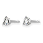 14k White Gold 1/4 carat Lab Grown Diamond VS+ F+ Round Complete Three Prong Stud Earrings