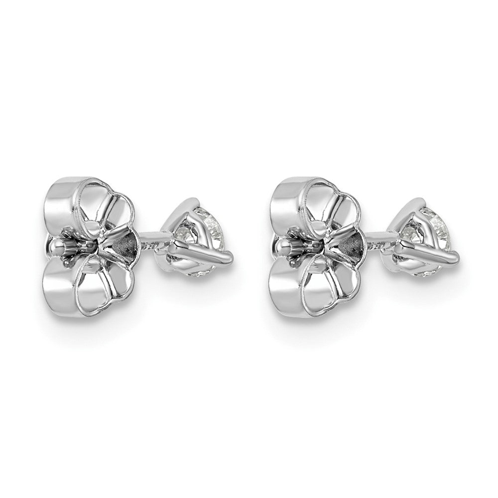 14k White Gold 1/4 carat Certified Lab Grown Diamond VS/SI+ G+ Round Complete Three Prong Stud Earrings