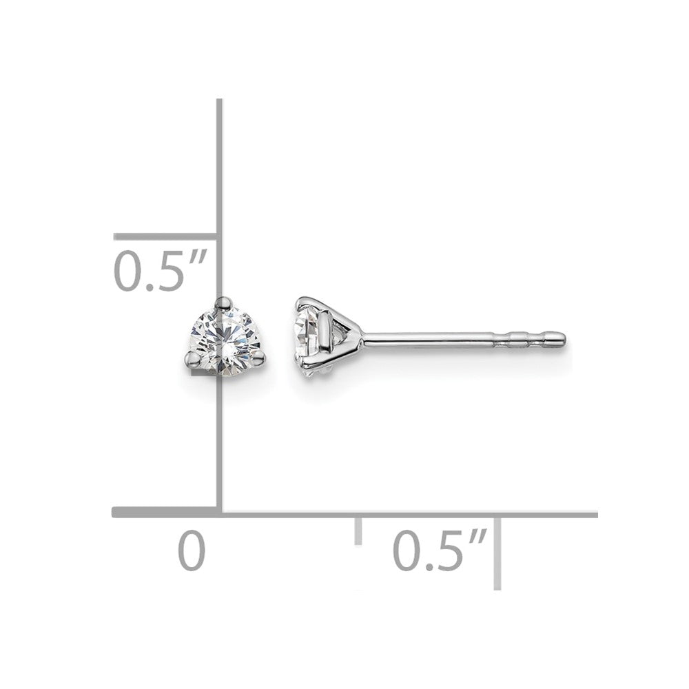 14k White Gold 1/4 carat Certified Lab Grown Diamond VS+ F+ Round Complete Three Prong Stud Earrings