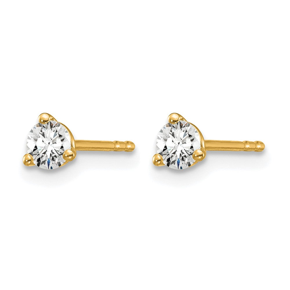 14k 1/4 carat Lab Grown Diamond VS/SI+ G+ Round Complete Three Prong Stud Earrings