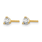 14k 1/4 carat Lab Grown Diamond VS/SI+ G+ Round Complete Three Prong Stud Earrings
