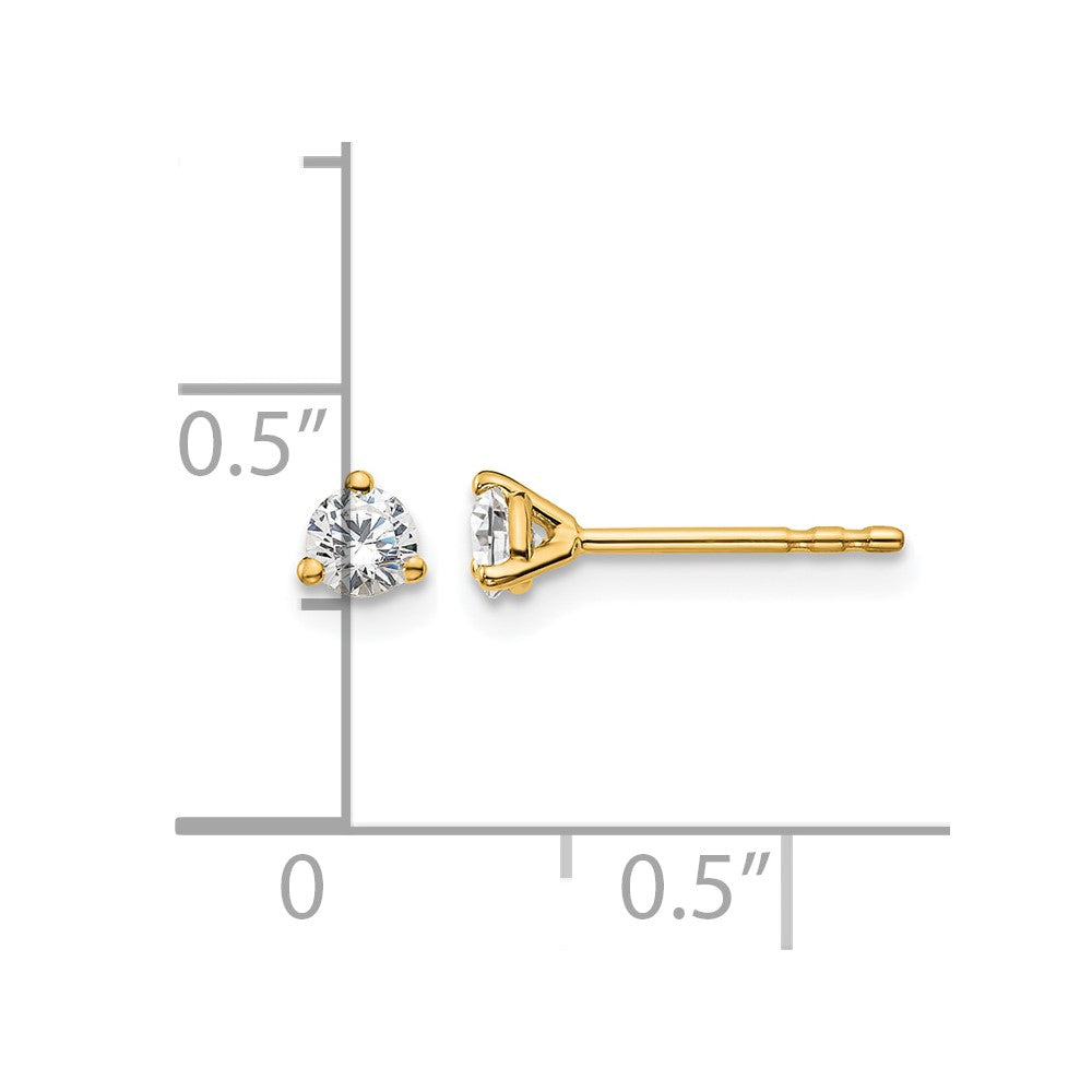 14k 1/4 carat Lab Grown Diamond VS/SI+ G+ Round Complete Three Prong Stud Earrings