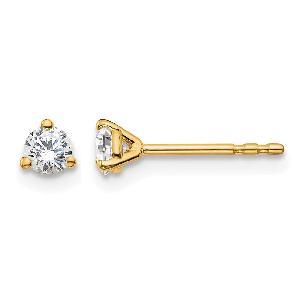 14k 1/4 carat Certified Lab Grown Diamond VS+ F+ Round Complete Three Prong Stud Earrings
