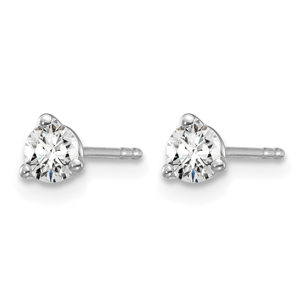 14k White Gold 1/3 carat Certified Lab Grown Diamond VS+ F+ Round Complete Three Prong Stud Earrings