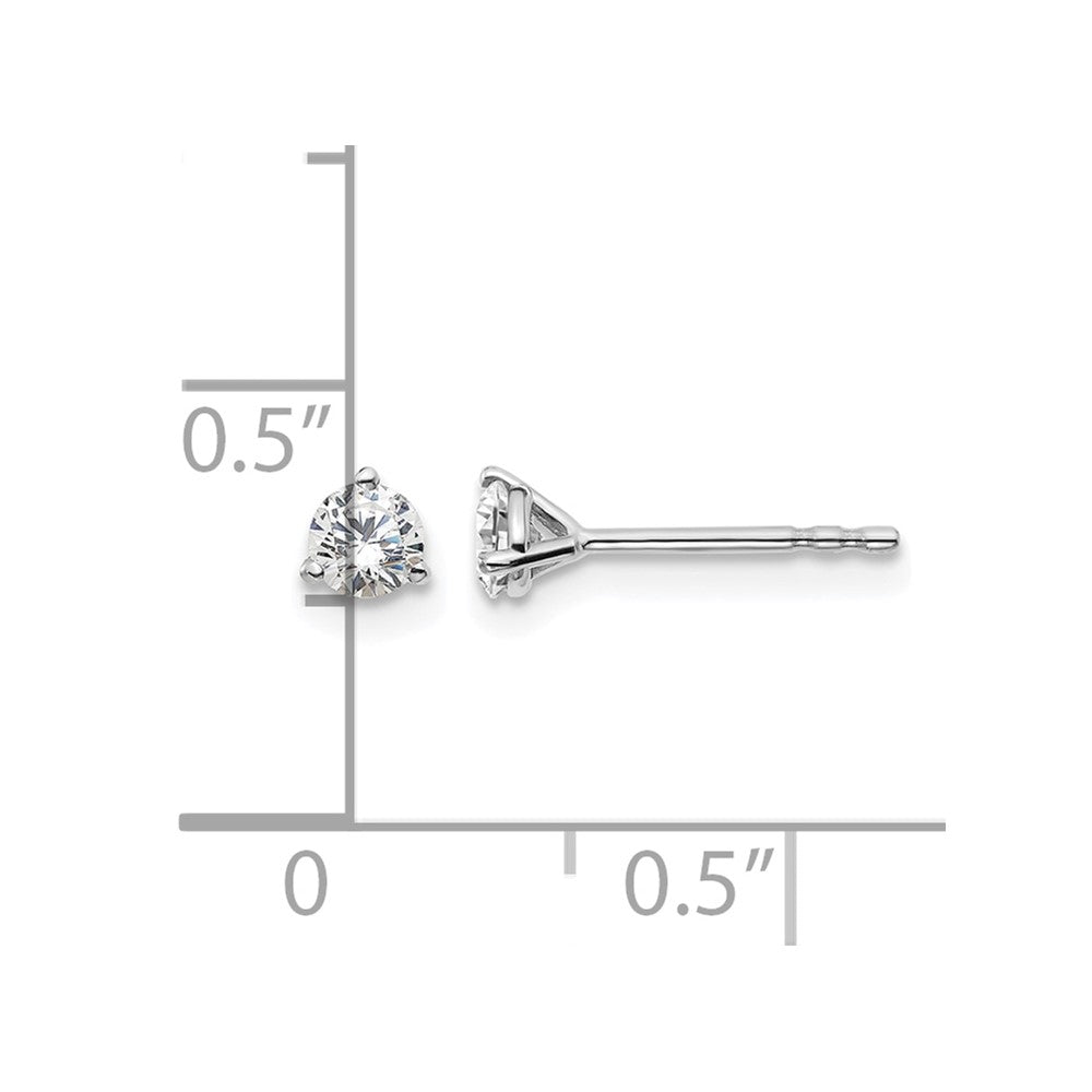 14k White Gold 1/3 carat Lab Grown Diamond VS+ F+ Round Complete Three Prong Stud Earrings