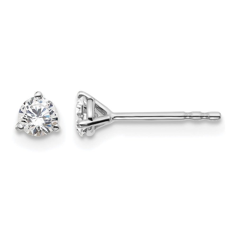14k White Gold 1/3 carat Certified Lab Grown Diamond VS/SI+ G+ Round Complete Three Prong Stud Earrings
