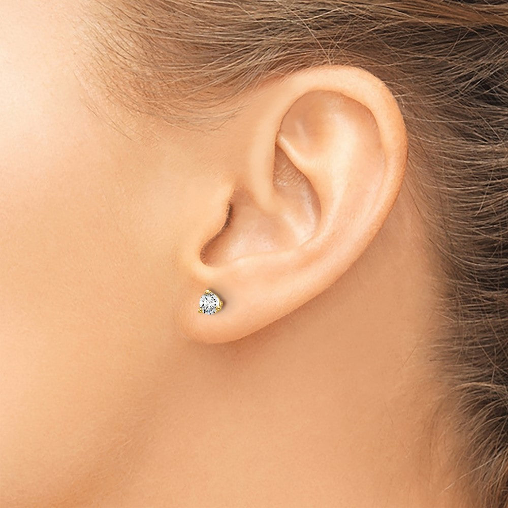 14k 1/3 carat Certified Lab Grown Diamond VS/SI+ G+ Round Complete Three Prong Stud Earrings