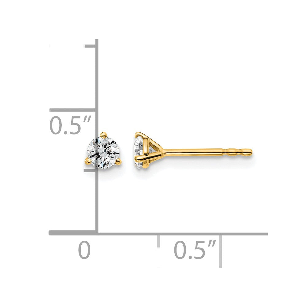 14k 1/3 carat Certified Lab Grown Diamond VS+ F+ Round Complete Three Prong Stud Earrings