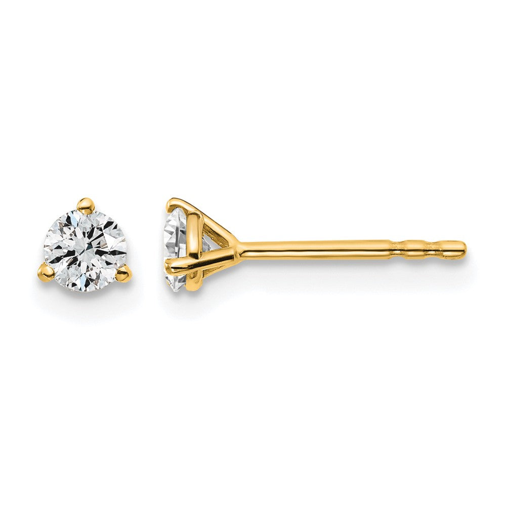 14k 1/3 carat Certified Lab Grown Diamond VS/SI+ G+ Round Complete Three Prong Stud Earrings